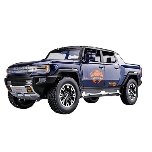 YCNXEB Miniatur Modelle 1 24 Für Hummer EV SUV Pickup Off-Road Legierung Auto Druckguss Modell Sound Und Licht Spielzeug Sammlerstücke Originalgetreue Nachbildung(Blau) von YCNXEB