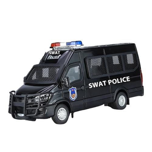 YCNXEB Miniatur Modelle 1 24 Für IVECO Polizei Legierung Auto Diecast Metall Modell Sound Und Licht Spielzeug Geschenk Für Dekorative Originalgetreue Nachbildung(Schwarz) von YCNXEB