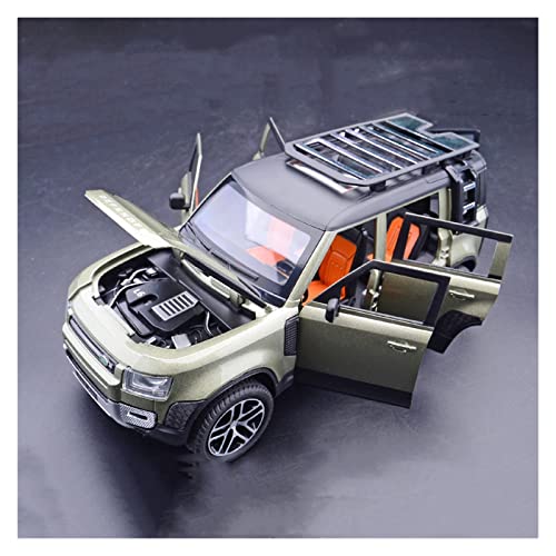YCNXEB Miniatur Modelle 1 24 Für Land Rover Defender Mit Toolbox Legierung Auto Dekoration Licht Pull Back Boy Geschenk Nachbildung(Grün) von YCNXEB