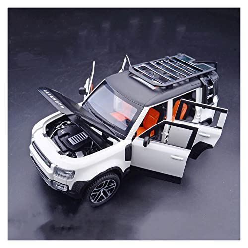 YCNXEB Miniatur Modelle 1 24 Für Land Rover Defender Mit Toolbox Legierung Auto Dekoration Licht Pull Back Boy Geschenk Nachbildung(White) von YCNXEB