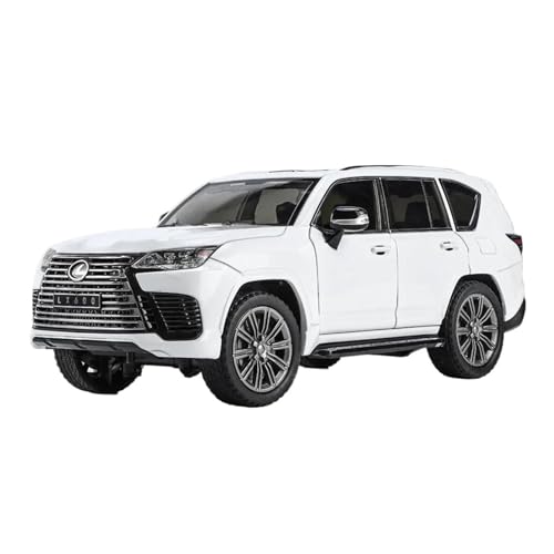 YCNXEB Miniatur Modelle 1 24 Für Lexus LX600 SUV Home Decor Diecast Metall Legierung Modell Auto Sound Licht Pull Back Sammlungen Originalgetreue Nachbildung(White) von YCNXEB