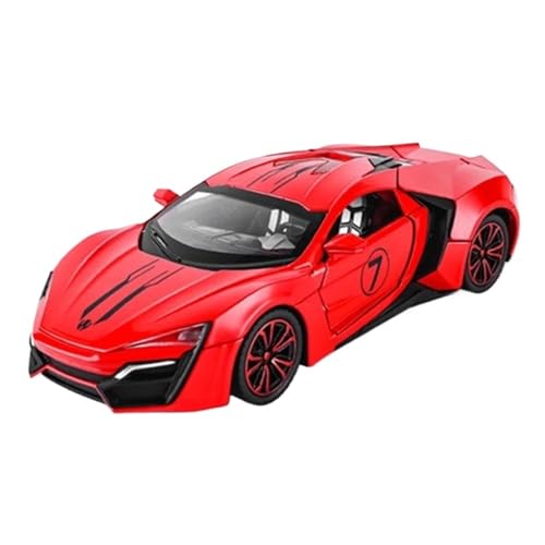 YCNXEB Miniatur Modelle 1 24 Für Lykan Hypersport Legierung Sportwagen Modell Diecast Spielzeug Metall Super Car Racing Auto Modell Sound Und Licht Originalgetreue Nachbildung(Rot) von YCNXEB