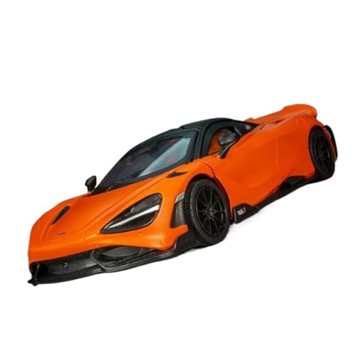 YCNXEB Miniatur Modelle 1 24 Für McLaren 765LT Legierung Sportwagen Druckguss Metall Auto Modell Simulation Sound Licht Spielzeug Sammlung Originalgetreue Nachbildung(Orange) von YCNXEB