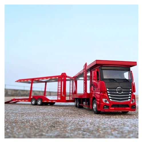 YCNXEB Miniatur Modelle 1 24 Für Mercedes Benz Doppeldecker Pritsche Transport Fahrzeug Legierung Druckguss Metall Auto Modell Sound Licht Spielzeug Originalgetreue Nachbildung(Rot) von YCNXEB