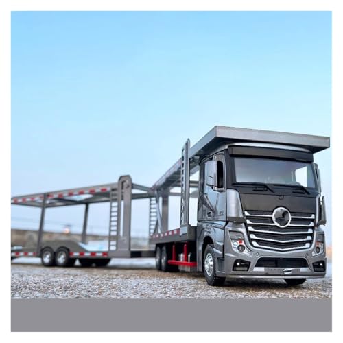 YCNXEB Miniatur Modelle 1 24 Für Mercedes Benz Doppeldecker Pritsche Transport Fahrzeug Legierung Druckguss Metall Auto Modell Sound Licht Spielzeug Originalgetreue Nachbildung(Schwarz) von YCNXEB