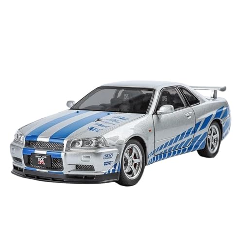 YCNXEB Miniatur Modelle 1 24 Für Nissan Skyline Ares GTR R34 Legierung Sportwagen Druckguss Metall Rennwagen Modell Sound Und Licht Spielzeug Originalgetreue Nachbildung von YCNXEB