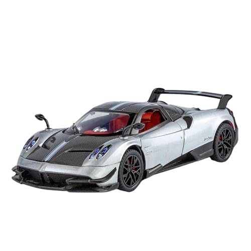 YCNXEB Miniatur Modelle 1 24 Für Pagani Huayra BC Legierung Modell Diecast Metall Racing Auto Fahrzeuge Modell Sound Licht Sammlung Spielzeug Originalgetreue Nachbildung(Silber) von YCNXEB