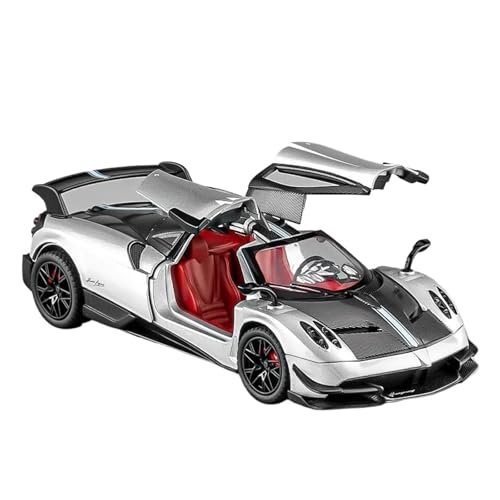 YCNXEB Miniatur Modelle 1 24 Für Pagani Huayra BC Supercar Legierung Druckguss Spielzeugauto Modell Sound Und Licht Pull Back Sammlerstücke Geburtstagsgeschenk Originalgetreue Nachbildung(Silber) von YCNXEB