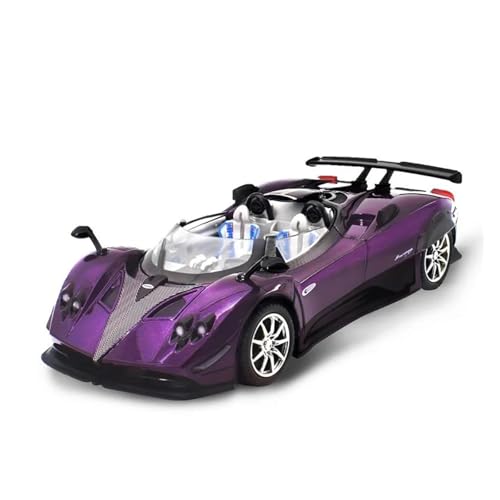 YCNXEB Miniatur Modelle 1 24 Für Pagani Zonda HP Barchetta Alloy Concept Sports CarDruckguss Metall Rennfahrzeuge Modell Sound Licht Spielzeug Originalgetreue Nachbildung(Purple) von YCNXEB