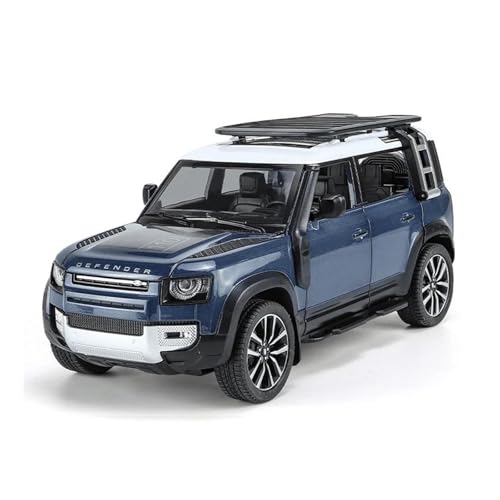 YCNXEB Miniatur Modelle 1 24 Für Range Rover Defender SUV Legierung Auto Diecast Simulation Metall Spielzeug Geländewagen Modell Sound Und Licht Originalgetreue Nachbildung(Blau) von YCNXEB