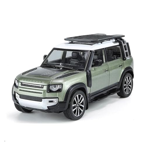 YCNXEB Miniatur Modelle 1 24 Für Range Rover Defender SUV Legierung Auto Diecast Simulation Metall Spielzeug Geländewagen Modell Sound Und Licht Originalgetreue Nachbildung(Grün) von YCNXEB