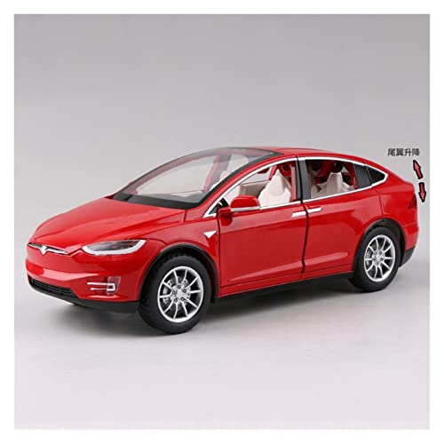 YCNXEB Miniatur Modelle 1 24 Für Tesla Model X Legierung Simulation Automodell Sound Und Light Boy Metallspielzeug Nachbildung(Rot) von YCNXEB