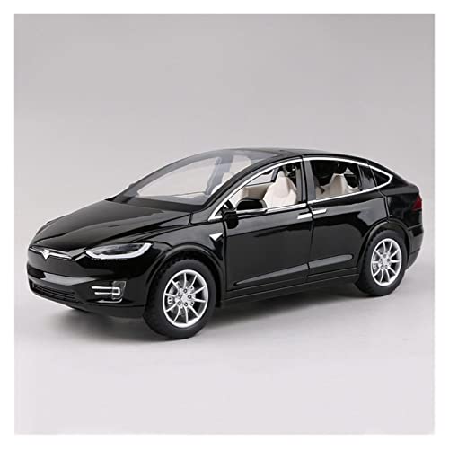 YCNXEB Miniatur Modelle 1 24 Für Tesla Model X Legierung Simulation Automodell Sound Und Light Boy Metallspielzeug Nachbildung(Schwarz) von YCNXEB
