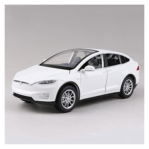 YCNXEB Miniatur Modelle 1 24 Für Tesla Model X Legierung Simulation Automodell Sound Und Light Boy Metallspielzeug Nachbildung(White) von YCNXEB