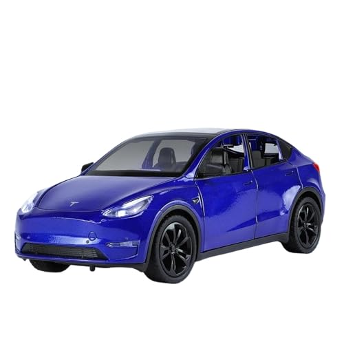YCNXEB Miniatur Modelle 1 24 Für Tesla Modell Y Simulation Legierung Auto Modell Fahrzeug Auto Enthusiasten Sammlung Dekoration Junge Geschenk Originalgetreue Nachbildung(Blau) von YCNXEB