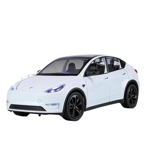 YCNXEB Miniatur Modelle 1 24 Für Tesla Modell Y Simulation Legierung Auto Modell Fahrzeug Auto Enthusiasten Sammlung Dekoration Junge Geschenk Originalgetreue Nachbildung(White) von YCNXEB