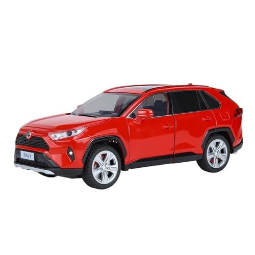 YCNXEB Miniatur Modelle 1 24 Für Toyota RAV4 SUV Legierung Guss Spielzeug Auto Modell Enthusiasten Sound Und Licht Sammlerstücke Geburtstagsgeschenk Originalgetreue Nachbildung(Rot) von YCNXEB