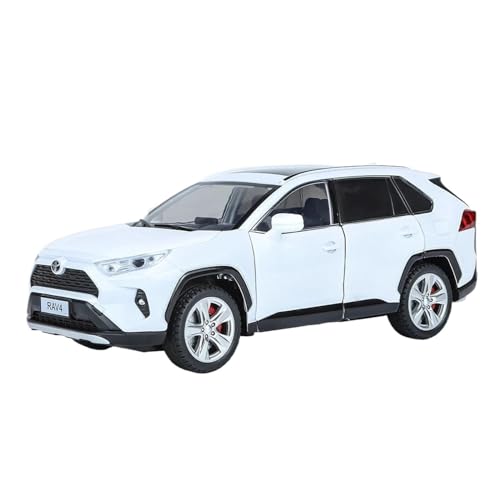 YCNXEB Miniatur Modelle 1 24 Für Toyota RAV4 SUV Legierung Guss Spielzeug Auto Modell Enthusiasten Sound Und Licht Sammlerstücke Geburtstagsgeschenk Originalgetreue Nachbildung(White) von YCNXEB