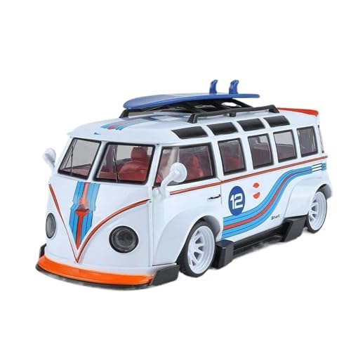 YCNXEB Miniatur Modelle 1 24 Für Volkswagen T1 Bus Low Ride Wide Body Modifiziertes Metalldruckguss-Modellauto Mit Sound Und Licht Originalgetreue Nachbildung(Gray) von YCNXEB
