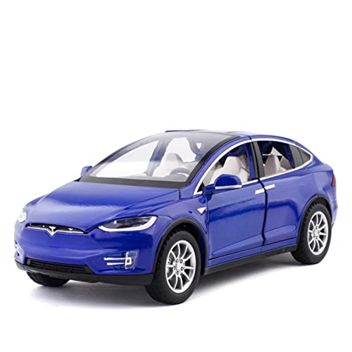 YCNXEB Miniatur Modelle 1 24 for Tesla Model X Diecast Alloy Car Model Sound Light Zurückziehen Spielzeugauto for Kinder Nachbildung(Blau) von YCNXEB
