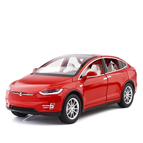 YCNXEB Miniatur Modelle 1 24 for Tesla Model X Diecast Alloy Car Model Sound Light Zurückziehen Spielzeugauto for Kinder Nachbildung(Rot) von YCNXEB