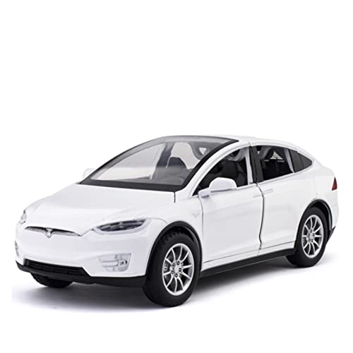 YCNXEB Miniatur Modelle 1 24 for Tesla Model X Diecast Alloy Car Model Sound Light Zurückziehen Spielzeugauto for Kinder Nachbildung(White) von YCNXEB