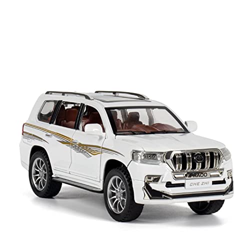 YCNXEB Miniatur Modelle 1 24 for Toyota Land Cruiser Prado SUV Legierung Diecast Automodell Mit Pull Back Sound Light Kindergeschenke Nachbildung(White) von YCNXEB