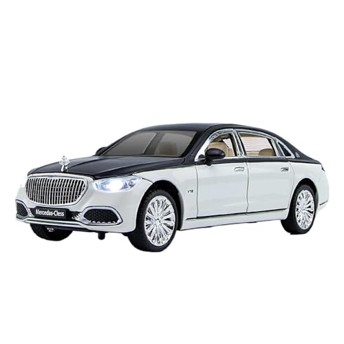YCNXEB Miniatur Modelle 1 24 für Benz Maybach S680 Limousine Auto Modell Ornamente Sound Und Licht Zurückziehen Legierung Spielzeug Auto Sammlung Originalgetreue Nachbildung(White) von YCNXEB