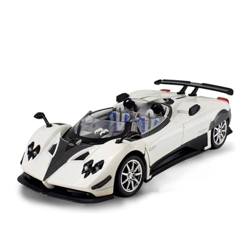 YCNXEB Miniatur Modelle 1 24 für Pagani Zonda HP Barchetta Legierung Konzept Sportwagen Druckguss Metall Rennfahrzeuge Modell Sound Licht Spielzeug Originalgetreue Nachbildung(White) von YCNXEB