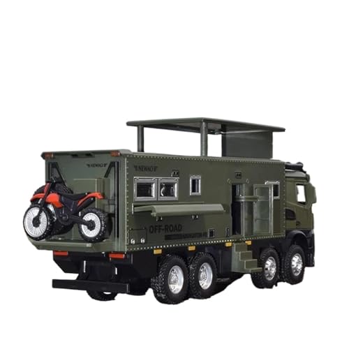 YCNXEB Miniatur Modelle 1 28 Für NOMADISMs Arocs Unimog Legierung Wohnmobil Tourenwagen Diecast Metal Off-Road RV Modell Sound Licht Spielzeug Originalgetreue Nachbildung(Grün) von YCNXEB
