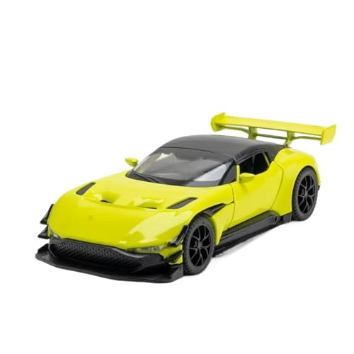 YCNXEB Miniatur Modelle 1 32 Für Aston Martin Vulcan Sportwagen Simulation Druckguss Metalllegierung Modellauto Sammlung Sound Light Pull Back Originalgetreue Nachbildung(Yellow) von YCNXEB