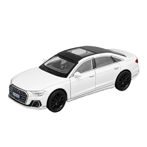YCNXEB Miniatur Modelle 1 32 Für Audi A8 Legierung Automodell Druckguss Metall Sound Licht Simulation Sammlung Geburtstag Spielzeug Miniatur Fahrzeug Originalgetreue Nachbildung(White) von YCNXEB