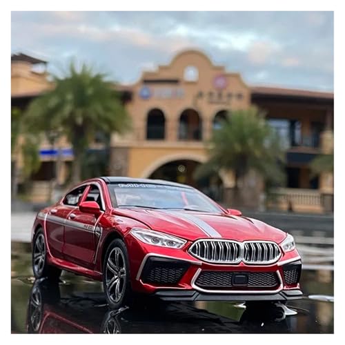 YCNXEB Miniatur Modelle 1 32 Für BMW M8 Simulation Metallfahrzeuge Pull Back Diecast Modellauto Spielzeug Sportwagen Mit Sound Und Licht Originalgetreue Nachbildung(Rot) von YCNXEB