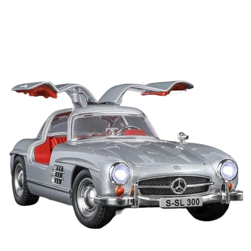 YCNXEB Miniatur Modelle 1 32 Für Benzs 300SL Legierung Auto Modell Druck Druck Klassische Fahrzeuge Auto Modell Simulation Sound Licht Sammlung Spielzeug Originalgetreue Nachbildung(Gray) von YCNXEB