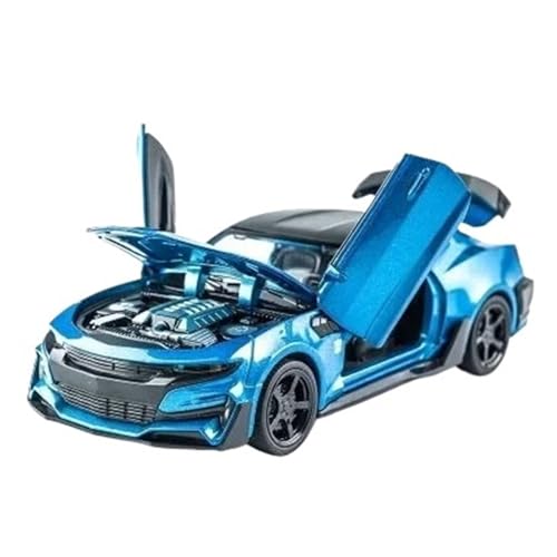 YCNXEB Miniatur Modelle 1 32 Für Chevrolet Camaro Legierung Druckguss Auto Modell Pull Back Und Sound Licht Spielzeug Auto Sammlung Originalgetreue Nachbildung(Blau) von YCNXEB