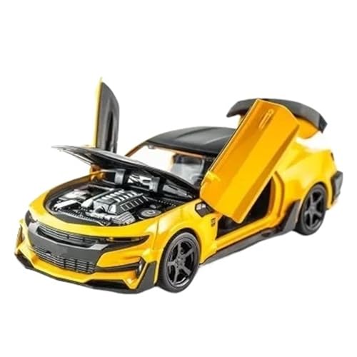 YCNXEB Miniatur Modelle 1 32 Für Chevrolet Camaro Legierung Druckguss Auto Modell Pull Back Und Sound Licht Spielzeug Auto Sammlung Originalgetreue Nachbildung(Yellow) von YCNXEB