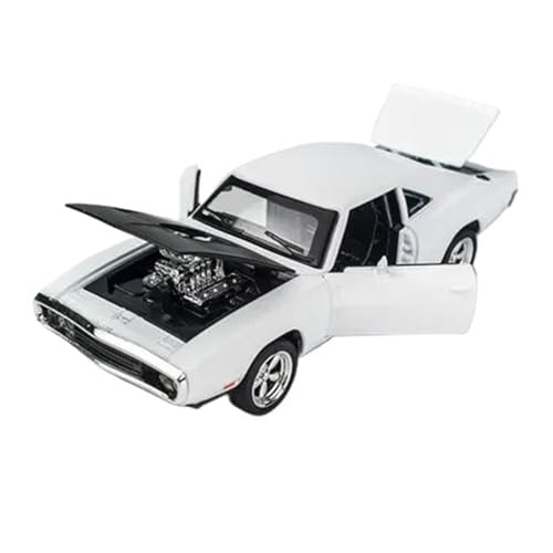 YCNXEB Miniatur Modelle 1 32 Für Dodge Charger Legierungs-Muscle-Car-Modell, Metallspielzeugauto, Klassisches Sportwagenmodell Mit Simulationssound Und Licht Originalgetreue Nachbildung(White) von YCNXEB