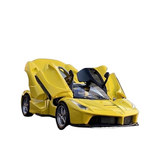 YCNXEB Miniatur Modelle 1 32 Für Ferrari Laferrari Legierung Sportmodell Druckguss Metallauto Spielzeugfahrzeuge Sound Und Zurückziehbare Sammlerdekoration Originalgetreue Nachbildung(Yellow) von YCNXEB