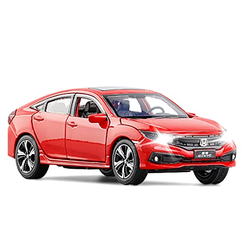 YCNXEB Miniatur Modelle 1 32 Für Honda Civic 2019 Alloy Druckguss Modell Spielzeugauto Mit Sound Und Licht Originalgetreue Nachbildung(Rot) von YCNXEB
