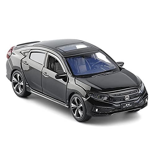 YCNXEB Miniatur Modelle 1 32 Für Honda Civic 2019 Alloy Druckguss Modell Spielzeugauto Mit Sound Und Licht Originalgetreue Nachbildung(Schwarz) von YCNXEB