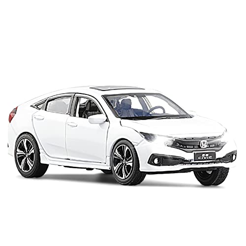YCNXEB Miniatur Modelle 1 32 Für Honda Civic 2019 Alloy Druckguss Modell Spielzeugauto Mit Sound Und Licht Originalgetreue Nachbildung(White) von YCNXEB