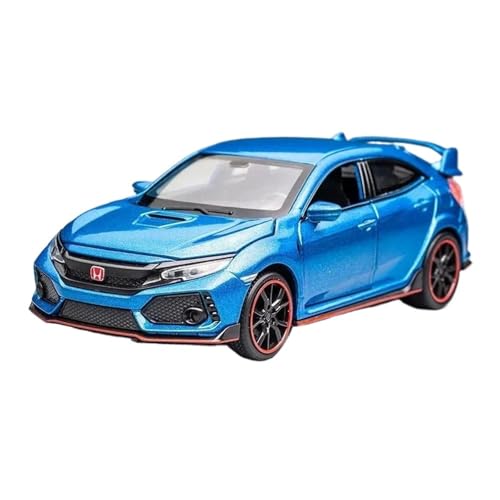 YCNXEB Miniatur Modelle 1 32 Für Honda Civic Type-R Druckguss Auto Modell Spielzeug Erwachsene Fahrzeuge Metall Modell Mit Sound Licht Sammlungen Originalgetreue Nachbildung(Blau) von YCNXEB