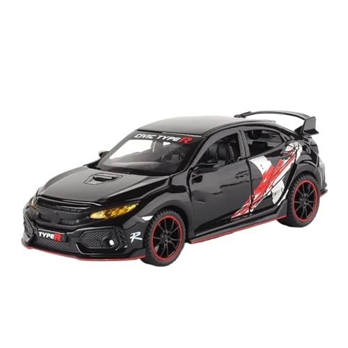 YCNXEB Miniatur Modelle 1 32 Für Honda Civic Type-R Druckguss Spielzeug Fahrzeuge Metall Auto Modell Sound Licht Sammlung Auto Spielzeug Originalgetreue Nachbildung(Schwarz) von YCNXEB