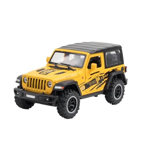 YCNXEB Miniatur Modelle 1 32 Für Jeep Wrangler Rubicon 1941 Offroad-Modellauto Aus Druckgussmetalllegierung Mit Pullback-Sound-Light-Automodellsammlung Originalgetreue Nachbildung(Yellow) von YCNXEB