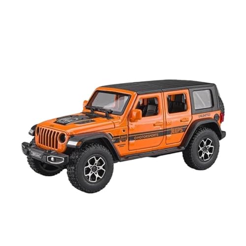 YCNXEB Miniatur Modelle 1 32 Für Jeep Wrangler Sahara Offroad-Legierungsauto Druckgussautomodell Sound- Und Lichtspielzeug Originalgetreue Nachbildung(Orange) von YCNXEB