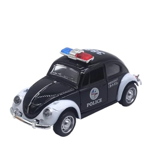 YCNXEB Miniatur Modelle 1 32 Für Klassische Oldtimer Klassisches Polizeiauto Legierung Volkswagen Käfer Taxi Modellspielzeug-Sammlung Originalgetreue Nachbildung(Schwarz) von YCNXEB