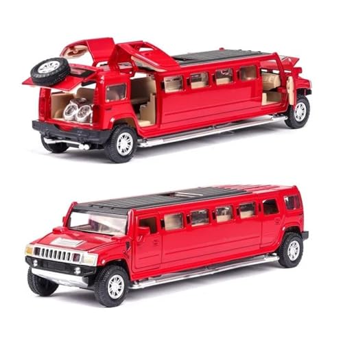 YCNXEB Miniatur Modelle 1 32 Für Legierung Verlängern Hummer Limousine CarMetal Mit Sound Licht Zurückziehen Auto Sammlung Spielzeug Originalgetreue Nachbildung(Rot) von YCNXEB