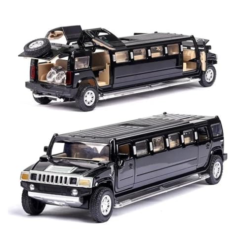 YCNXEB Miniatur Modelle 1 32 Für Legierung Verlängern Hummer Limousine CarMetal Mit Sound Licht Zurückziehen Auto Sammlung Spielzeug Originalgetreue Nachbildung(Schwarz) von YCNXEB