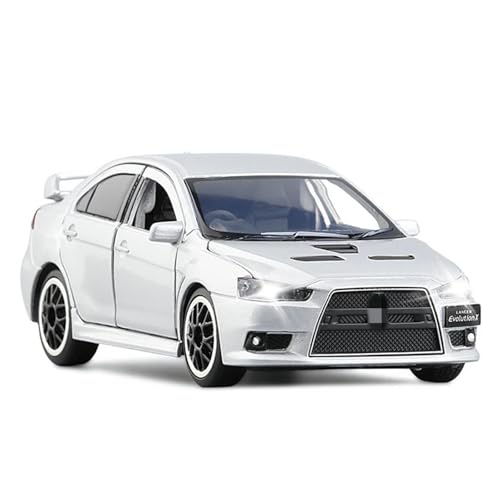 YCNXEB Miniatur Modelle 1 32 Für Mitsubishis Lancer Evo X 10 Legierung Auto Modell Spielzeug Diecast Metall Simulation Auto Modell Desktop Ornamente Sammlung Originalgetreue Nachbildung(Silber) von YCNXEB