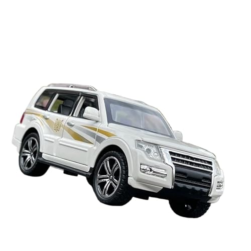 YCNXEB Miniatur Modelle 1 32 Für Mitsubishis Pajero SUV Auto Modell Diecast Legierung Metall Spielzeug Geländewagen Modell Hohe Simulation Modell Sound Licht Originalgetreue Nachbildung(White) von YCNXEB